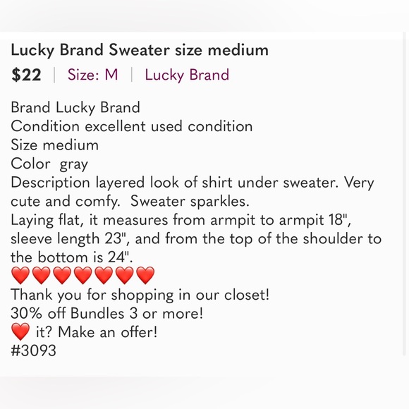 Lucky Brand Sweater size medium - Picture 2 of 6